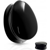 Sklenený sedlový plug v tvare kvapky Barva: Čierna, Veľkosť: 14 mm