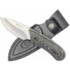 Vega Muela IBEX-8M malý lovecký nôž 8 cm, čierno-šedá, Micarta, kožené puzdro