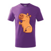 Kapybara s palcom hore - Tričko detské bavlnené - 134 cm/8 rokov ( Fialová )