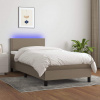 vidaXL Posteľ boxsping s matracom a LED sivohnedá 90x200 cm látka