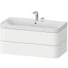 DURAVIT Happy D.2 Plus c-shaped závesná skrinka s nábytkovým umývadlom s dvomi otvormi, 2 zásuvky, 975 x 490 x 480 mm, biela matná lakovaná, HP4348E3636