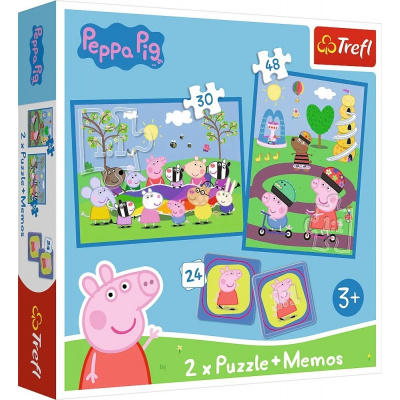 Trefl Puzzle 2v1 + pexeso - Šťastné chvíle s prasiatkom Peppa / Peppa Pig