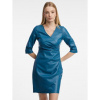 Modré dámske kožené šaty