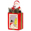 Dekorácia MagicHome Vianoce, Darček so santom, LED, terakota, závesný, 9x8x17,7 cm