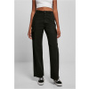 Ladies High Waist Straight Cargo Pants - black 30