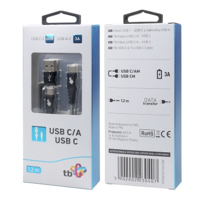 TB Touch 2v1 kabel USB-C - USB C s USB A, 1,2m AKTBXKUCTOA120B
