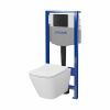 Cersanit City, System50 PNEU podomietkový rám + závesná wc misa City Square CleanOn + čierne tlačidlo Circle, S701-777