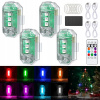 4x VÝSTRAŽNÁ LAMPA SVETLICA MAJÁK STROBOSKOP 8 Farieb LED S Diaľkovým Ovládaním