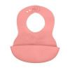 BABYONO Podbradník mäkký plastový s vreckom bez BPA pink 6m+