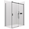 Cerano Santoro, sprchový kút s posuvnými dverami 140(dvere) x 90(stena) x 195 cm, 6mm číre sklo, čierny profil, CER-CER-431524