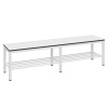 Lavica do šatne Basic, voľne stojaca, sedadlo biele, š 1500 mm, botník