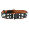 COLLAR Soft kožený obojok black- vybíjaný XL