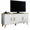 MEBLINE Komoda RTV LOTAR 150 3D briliantovo biela / dub sonoma