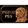 Maďarský stavač dlhosrstý - Kovová tabuľka POZOR PES