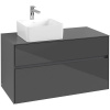 VILLEROY & BOCH Collaro závesná skrinka pod umývadlo na dosku (umývadlo vľavo), 2 zásuvky, 1000 x 500 x 548 mm, Glossy Grey, C03900FP