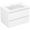 Mexen Rivel, kúpeľňová skrinka 70 cm s umývadlom Otis, 2 zásuvky, drážkovaná, biela matná, 91A20-07047-2-BFF01-W18M01