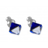Náušnice Swarovski - kostka na pevno 6 mm bermuda blue