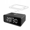 Digitálne LED hodiny s Qi nabíjaním 15W, budík, teplomer, stolové hodiny