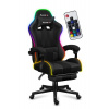 Huzaro Force 4.7 rgb mesh hráčska stolička s opierkou nôh, profesionálna herná stolička, oceľ, materiál látka, vankúš na krk, vankúš na hlavu, RGB, čierna.