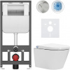 CERANO - Závesné WC s bidetom Cronus Standard - biela lesklá - tlačidlo Prime/Modulo, strieborné - závesné - predstenová inštalácia / sadrokartón - 59,3x38,4 cm