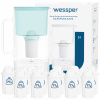 Sklenená filtračná kanvica Wessper D2 BOROSILICATE 3l mätová + 12x filter
