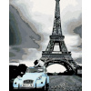 Maľovanie podľa čísel – Eiffelovka s modrým autom, 80 × 100 cm, bez rámu a bez napnutia plátna 8596530025269