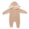 Baby Nellys Teplákový overal s kapucňou a volánikom New Bunny cappuccino