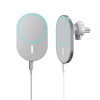 AppleMix Držiak do auta + bezdrôtová nabíjačka kompatibilná s MagSafe - do mriežky ventilácie - 360° - oválny - biely