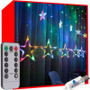 Vianočné osvetlenie svetelný záves 138 LED RGB 8 funkcií USB hviezdy