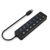 GEMBIRD hub, 7-port USB 3.1 (Gen 1) hub s vypínači UHB-U3P7P-01