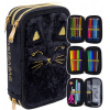 Trojposchodový peračník s náplňou AstraBAG FLUFFY KITTY BLACK, AC31, 503025027