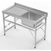 Nerezový drez s odkladacou plochou - 1200 mm - 1 drez