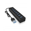 ICY BOX 60819 USB Hub 7 portů USB-A USB 3.0 5 GBit/s černá IB-HUB1700-U3 USB 3.0 zu 7-Port USB 3.0 Type-A Hub, Alu-Gehäuse, Netzteil 5V/3A