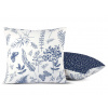 Bavlnená obliečka na vankúš V papradiach s kvietkami - bielomodrá - 2. akosť Veľkosť: 40 x 40