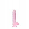 Gélové dildo RealRock s prísavkou 15 cm ružové
