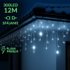 Vianočná led svetelná záclona na spájanie vonkajšia flash - 300led - 12m - modrá / studená biela