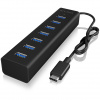 ICY BOX IB-HUB1700-C3 USB 3.2 Gen 1 (3.1 Gen 1) Type-C 5000 Mbit/s Čierna (IB-HUB1700-C3)