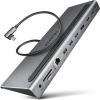 AXAGON HMC-4KX3 USB 5Gbps hub, 3x USB-A, 2x HDMI, DP, RJ-45, SD/microSD, audio, PD 100W, kabel 40cm