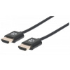 MANHATTAN Ultratenký vysokorýchlostný kábel HDMI s Ethernetom, HEC, ARC, 3D, 4K, HDMI samec - samec, tienený, čierny, 0 394406 Manhattan