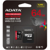 ADATA High Endurance micro SDXC, 64GB UHS-I C10 V30 A2 (R:100/W:85 MB/s) + SD adaptér AUSDX64GUI3V30SHA2-RA1