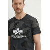 Bavlnené tričko Alpha Industries Basic T-Shirt Camo 100501C.125 čierna M