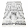 Eoshop Koberec SEVILLA Z788B, bílá / antracit - střapce, Labyrint-řecký vzor, Berber, Maroko, Shaggy (Velikost: 140x190 cm)