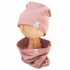 Čiapka s nákrčníkom bavlna, Little Bear, Baby Nellys, púdrová, veľ. 98/134, 98-104 (2-4r),134 (8-9r)