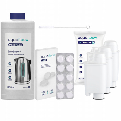 Aquafloow Súprava Aquafloow Pre kávovary Saeco / Philips: 3x vodný filter - náhradný Brita Intenza + / Ca6702/00 + univerzálny čistič / naberačka + odvápňovač 1L + čistiace tablety (10ks).