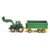 Siku Farmer 1843 traktor John Deere s čelným nakladačom a s návesom 1:87