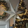 Solight vianočná hviezda strieborná, závesná, časovač, 60cm, 20x LED, 2x AA (1v294)