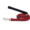 Nylonové vodítko Red dingo s labkami červené šírka: 20 mm