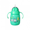 Tommee Tippee Superstar training straw netečúci hrnček so slamkou zelený 300ml