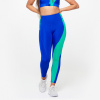 DOMYOS Dámske legíny s vysokým pásom na fitness s potlačou zeleno-modré XL (W35 L31)