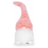MagicHome Vianoce Postavička MagicHome Vianoce, Škriatok s krátkymi nohami, látkový, ružovo-biely, 20x19x58 cm